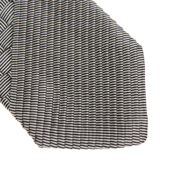 Pleated Patchwork Neck Tie by Italo Ferretti 100% Silk in Black / White / Beige